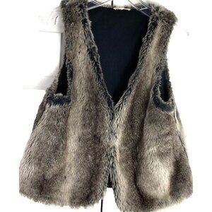 Everly Womens Faux Fur Vest Brown Lined Hook & Eye Closure Mob Wife S